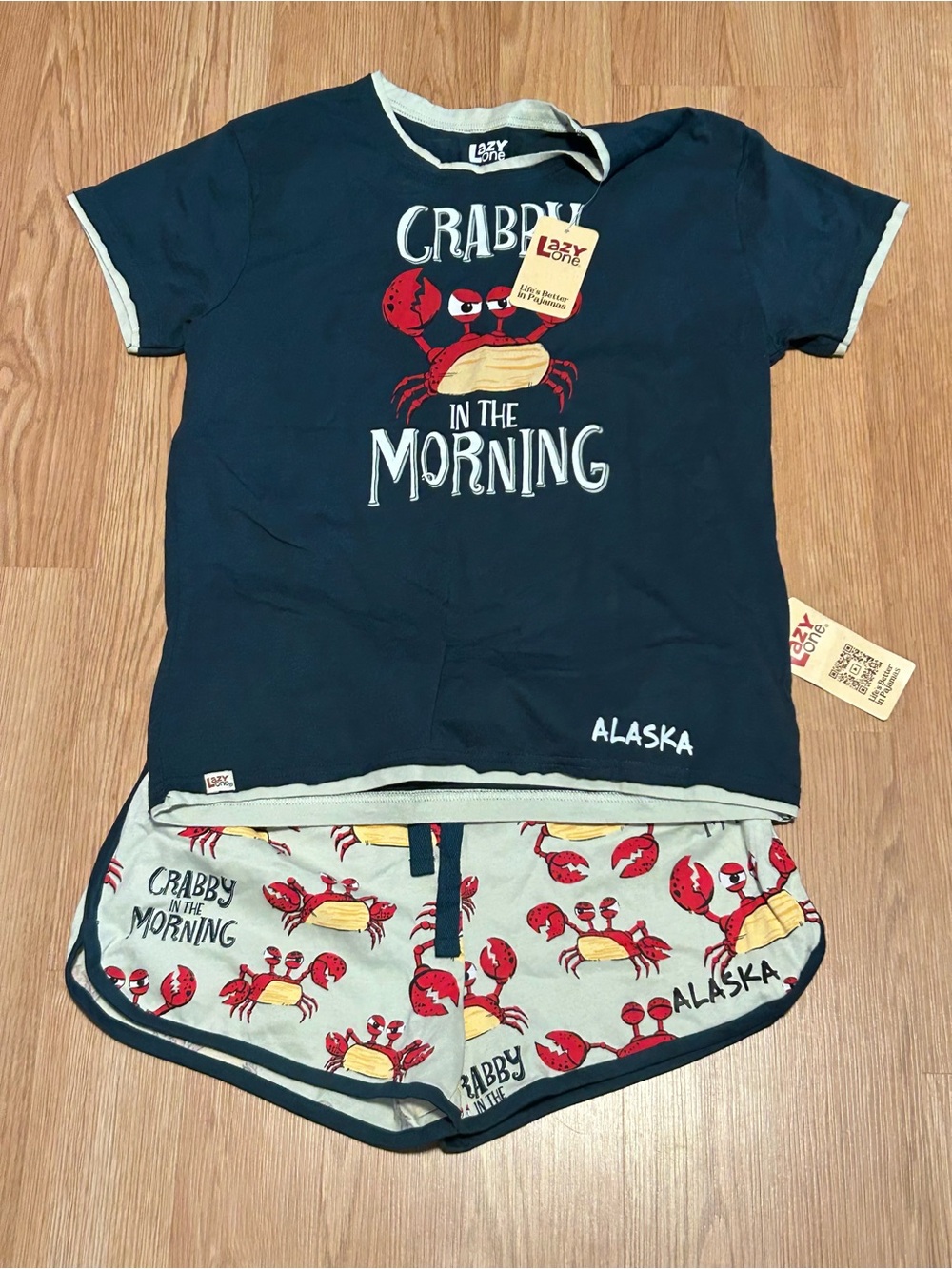 Lazy One Crabby In The Morning Pjs Set Top Sz Small Boxer Sz Medium Pajamas